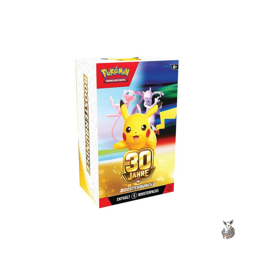 Pokémon 30 Jahre Booster-Bundle mit 6 Boosterpacks, deutsche Ausgabe, Frontansicht