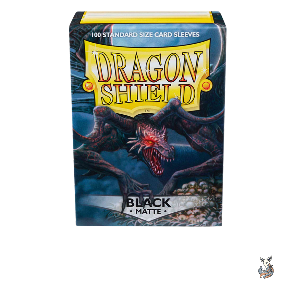 Dragon Shield Matte Sleeves Standard Schwarz 100 Stück, Box Vorderansicht