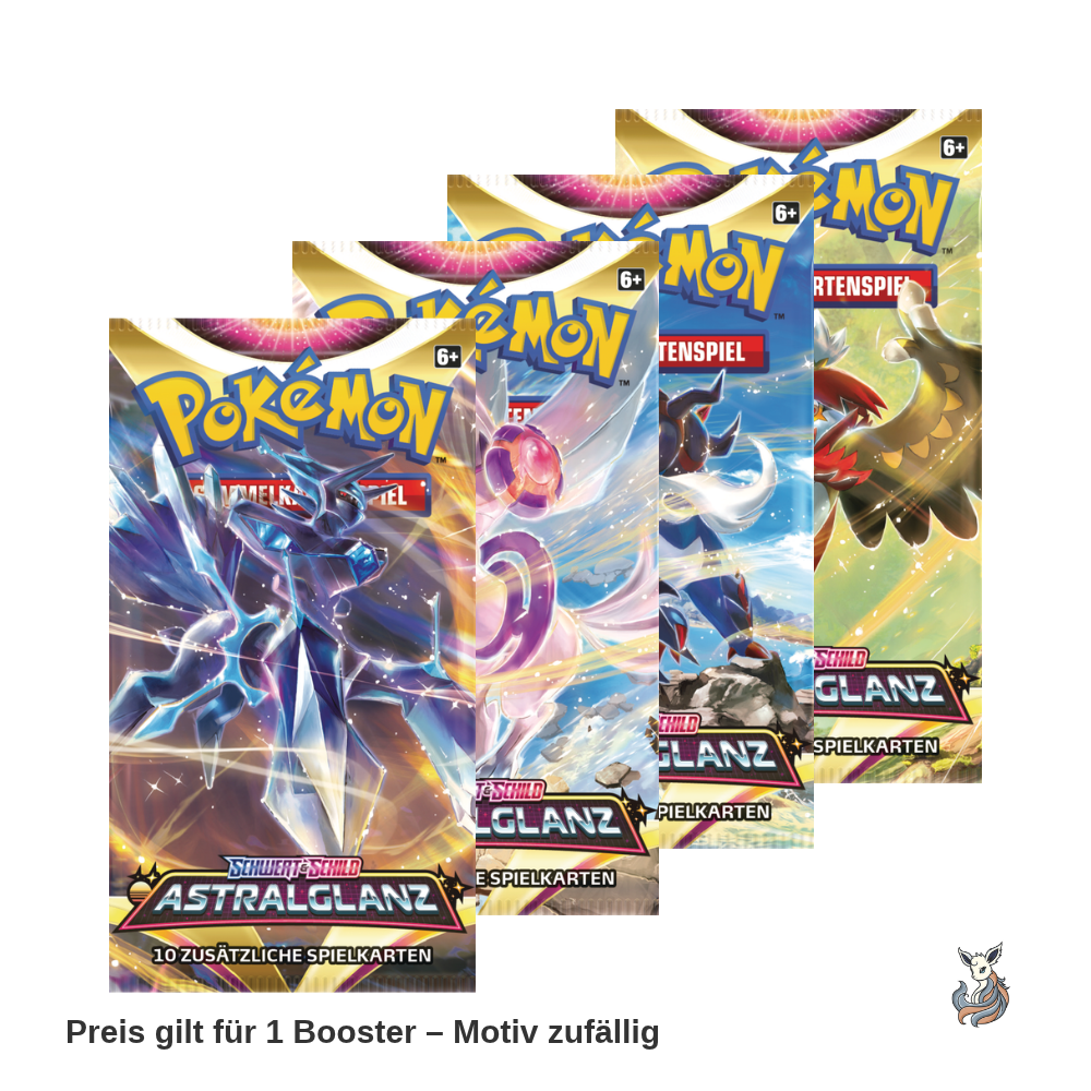 Pokémon SWSH10 Astralglanz Booster, deutsche Ausgabe, Motivübersicht – Preis gilt für 1 Booster