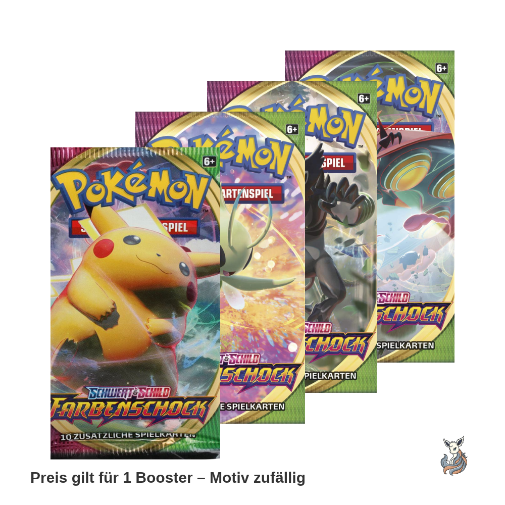 Pokémon SWSH04 Farbenschock Booster, deutsche Ausgabe, Motivübersicht – Preis gilt für 1 Booster