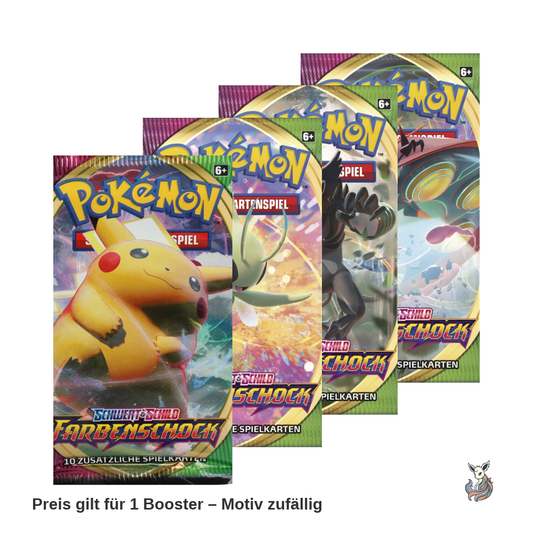 Pokémon SWSH04 Farbenschock Booster, deutsche Ausgabe, Motivübersicht – Preis gilt für 1 Booster