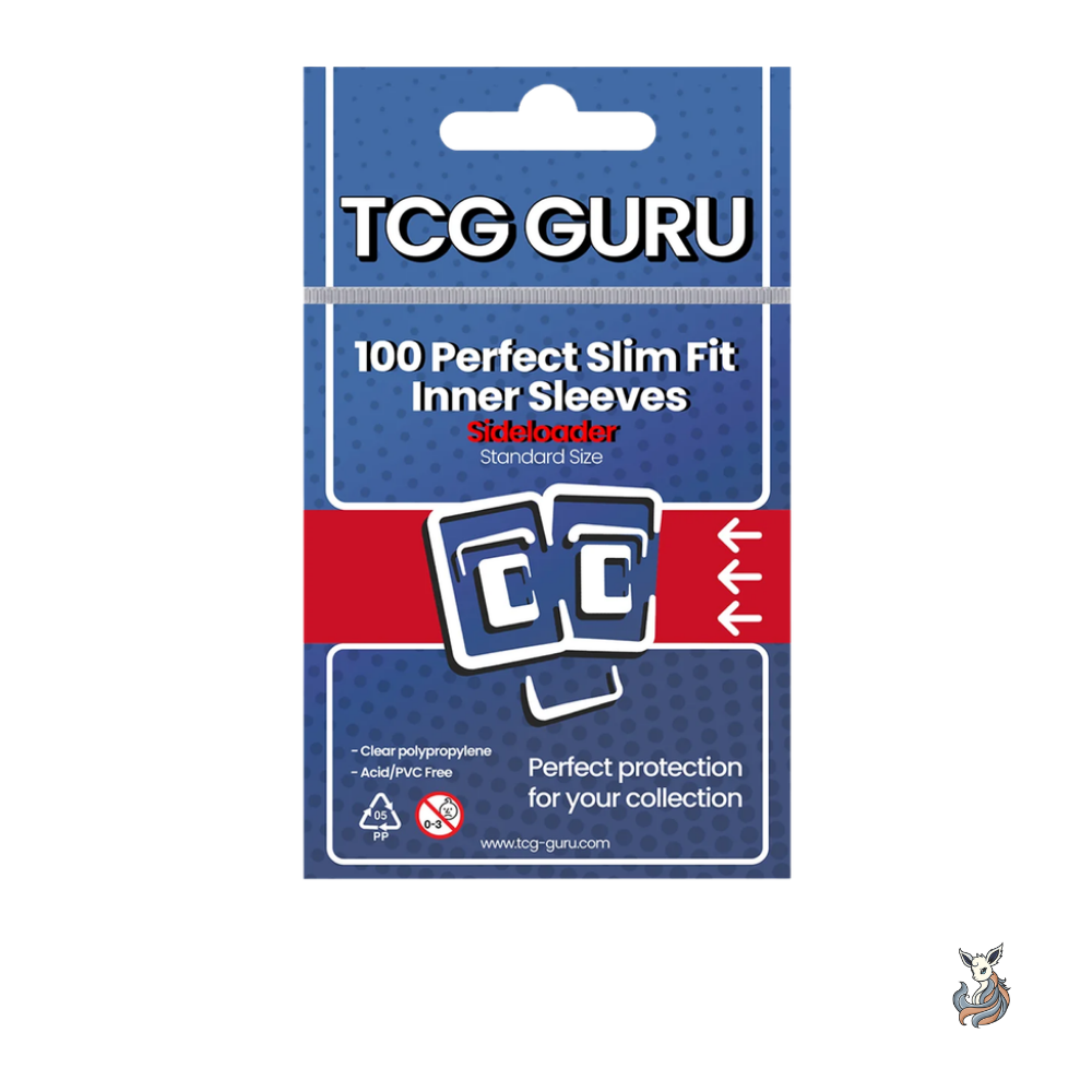 TCG Guru Perfect Slim Fit Inner Sleeves Sideloader 100 Stück, Packung Vorderansicht
